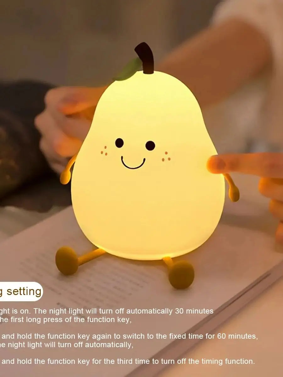 Cute Fruit LED Night Light Silicone Bedroom | Yazijico™