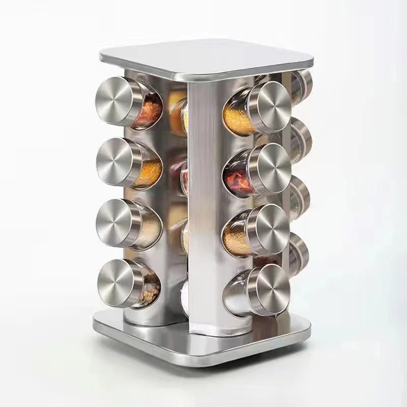 Stainless Steel Glass rotating seasoning set | Yazijico™