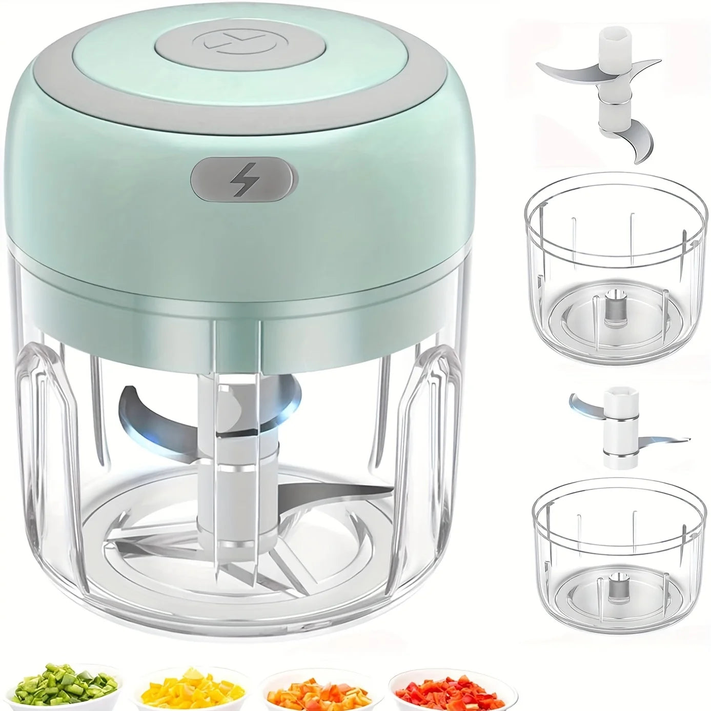 Mini Garlic Chopper - Powerful Meat Grinder And Vegetable Crusher For Quick And Easy Food Prep