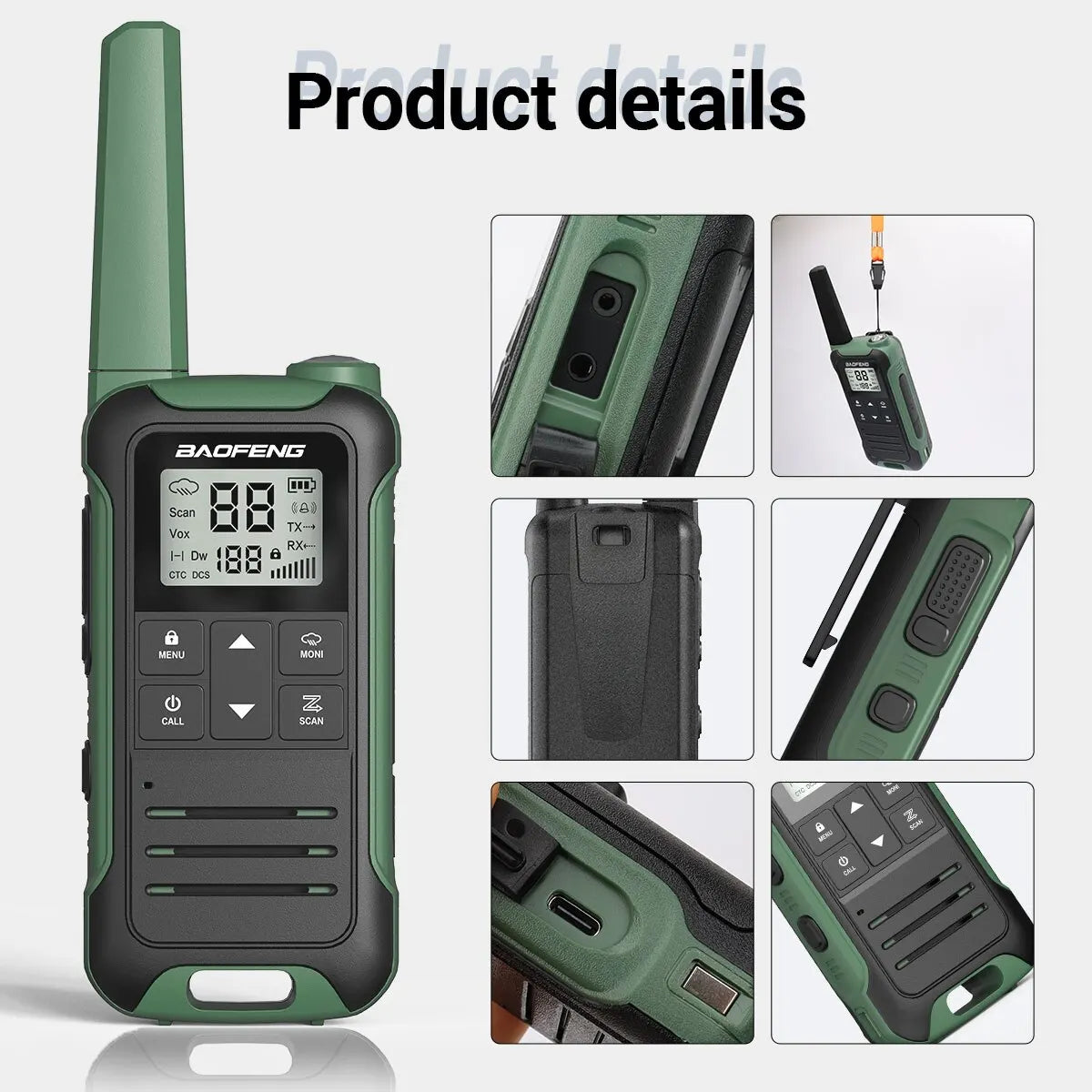 Yazijico™ 2pcs Baofeng F22 Mini Walkie Talkie PMR FRS - Yazijico™