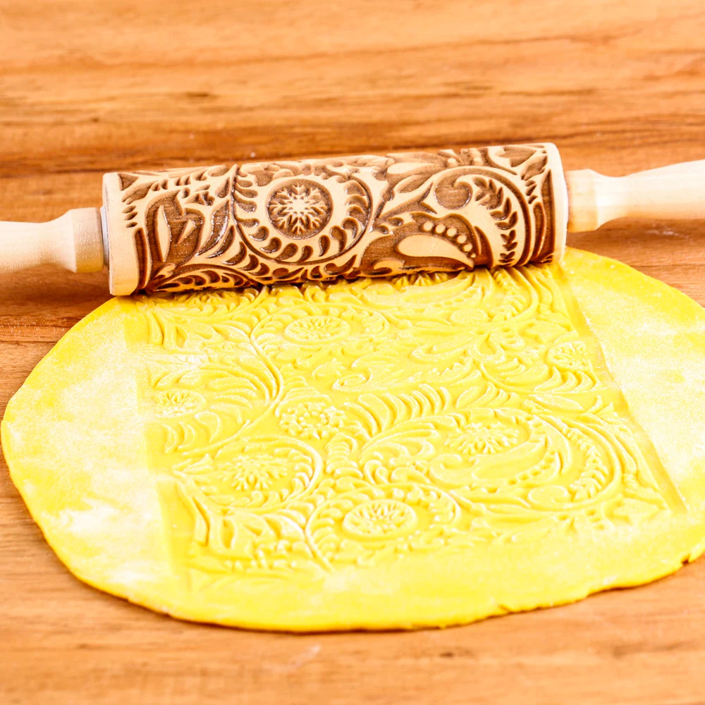 Wooden Christmas Embossed Rolling Pin For Pastry Baking | Yazijico™