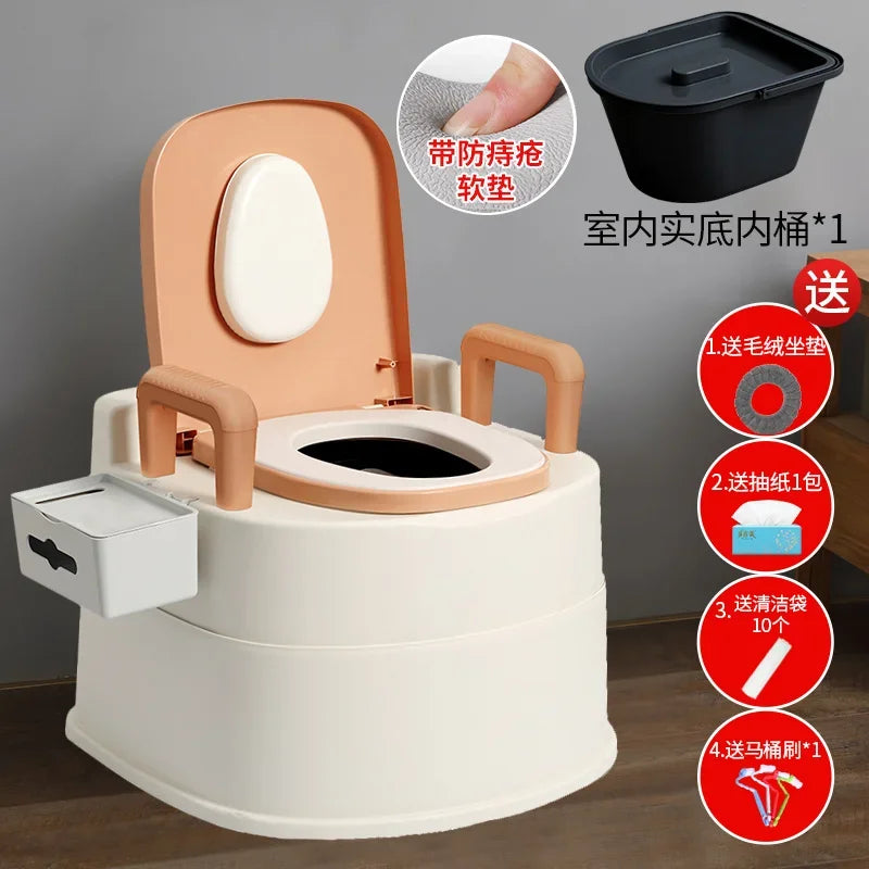 Portable Home Toilet for Elderly - Sealed Deodorized Pregnant Woman Urine Bucket with Armrest Sofa Chair