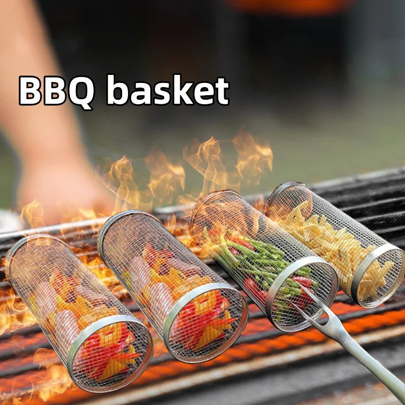 Yazijico™ Rolling Grilling BBQ Basket Stainless Steel Leakproof - Yazijico™
