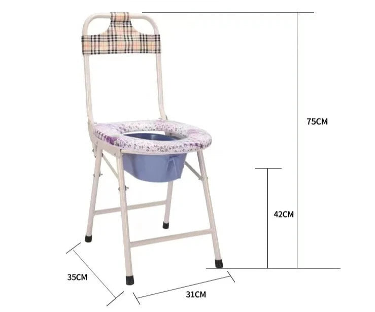 Elderly Potty Seat Wholesale Pregnant Women Folding Commode Chair Mobile Toilet Stool High Backrest Household Toilet Urine
