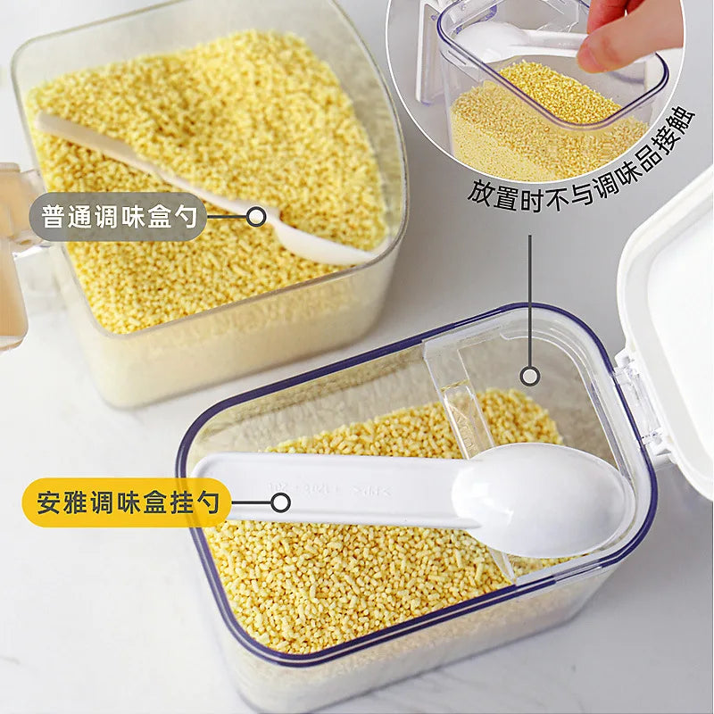 Kitchen Organizer Spice Jars Salt Shaker Boxes with Spoon Wall Mouted Kitchen Accessories