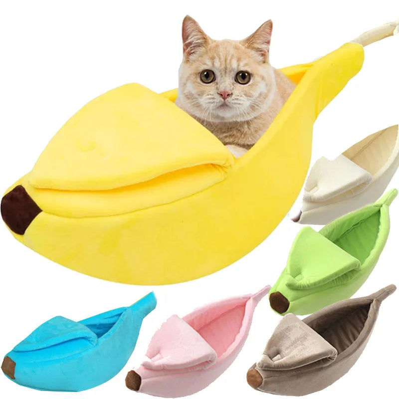 Warm Banana Shaped Dog Cat Bed Cozy Basket Puppy  | Yazijico™