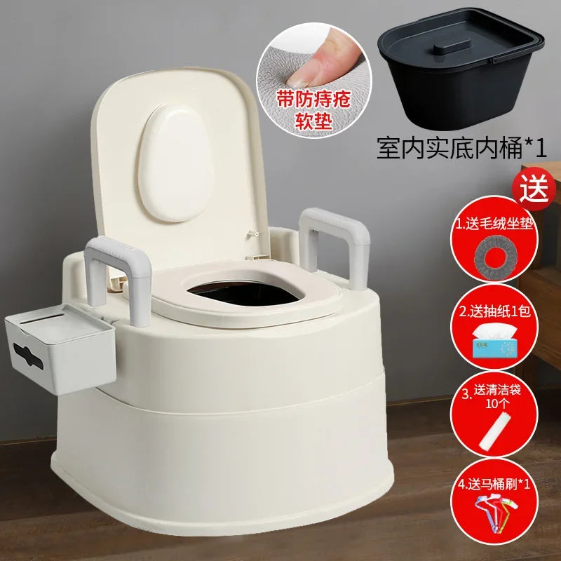 Portable Home Toilet for Elderly - Sealed Deodorized Pregnant Woman Urine Bucket with Armrest Sofa Chair