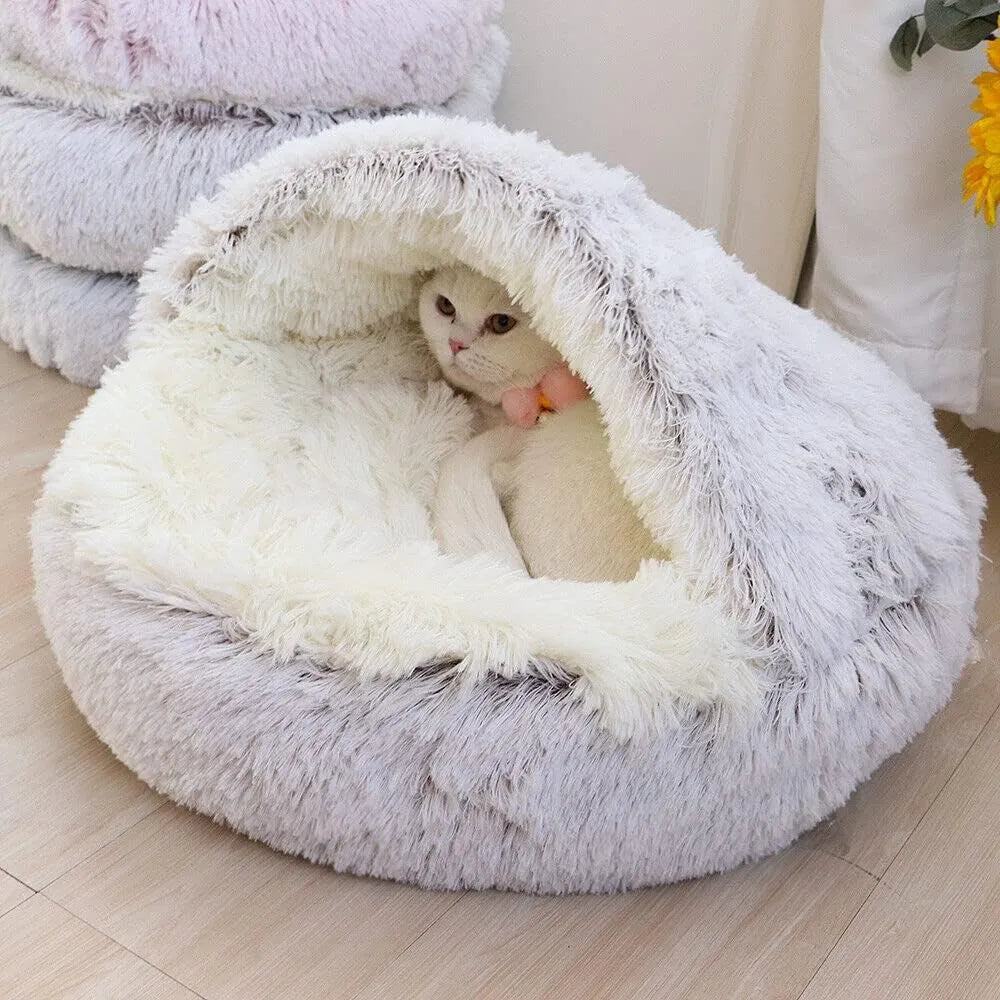 Yazijico™ Soft Plush Pet Bed with Cover Round - Yazijico™