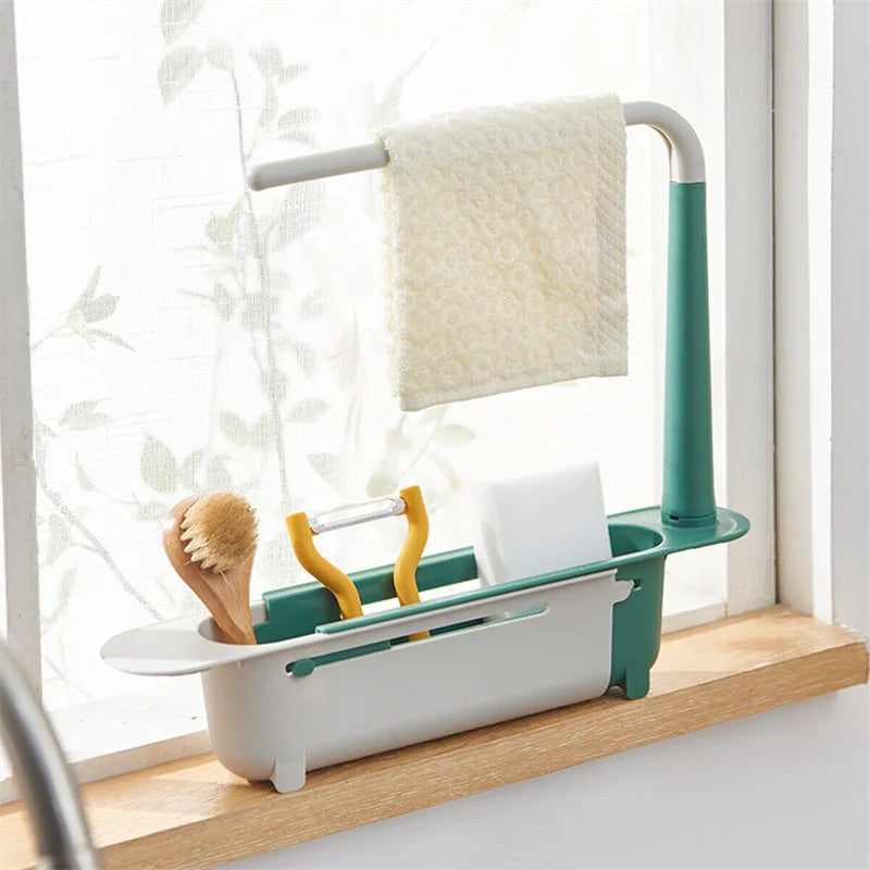 Telescopic Sink Storage Basket Rack | Yazijico™