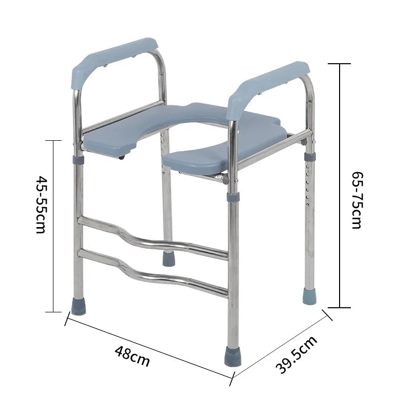 Portable Household Potty Seat Bath Chair Foldable with Wheels Potty Seat Elderly Commode Chair