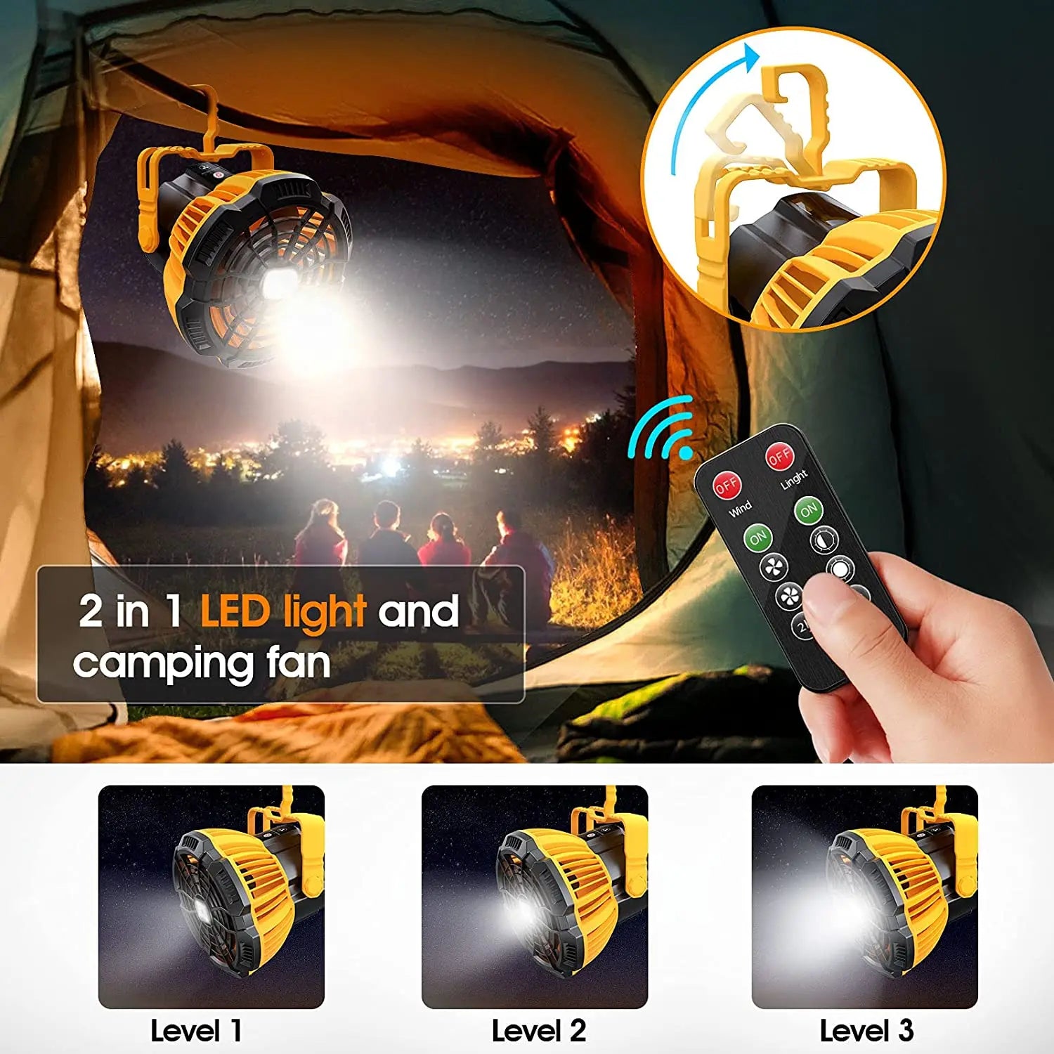 Yazijico™ Camping Fan Light with Remote Control - Yazijico™