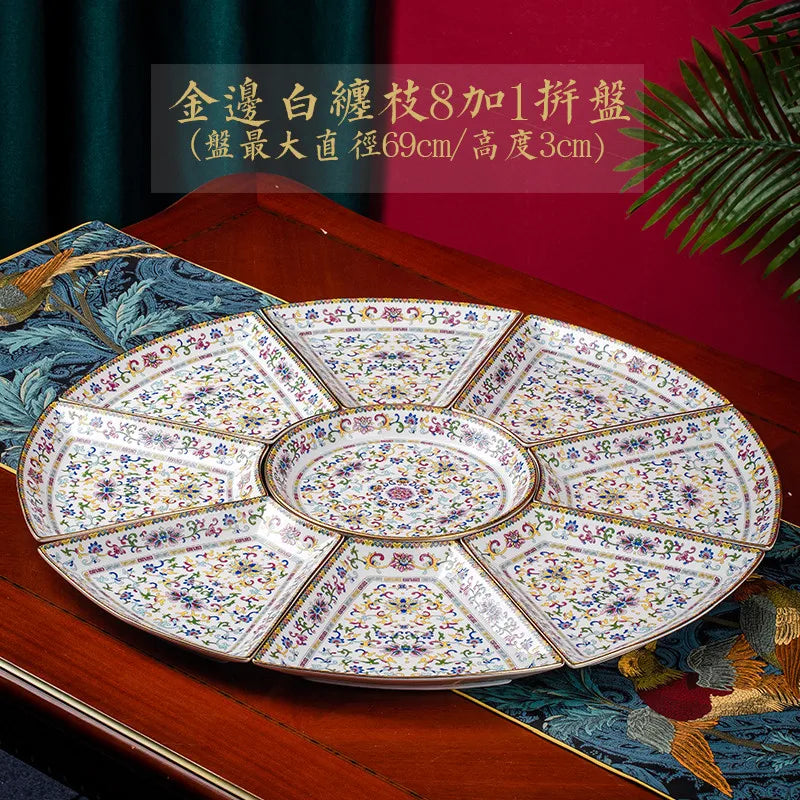 Creative Enamel Colored Ceramic Dinner Plate Set Chinese