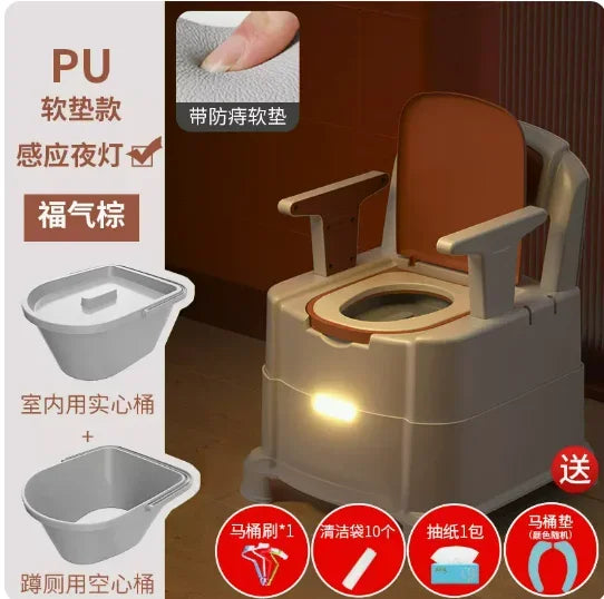 Portable Home Toilet for Elderly - Sealed Deodorized Pregnant Woman Urine Bucket with Armrest Sofa Chair