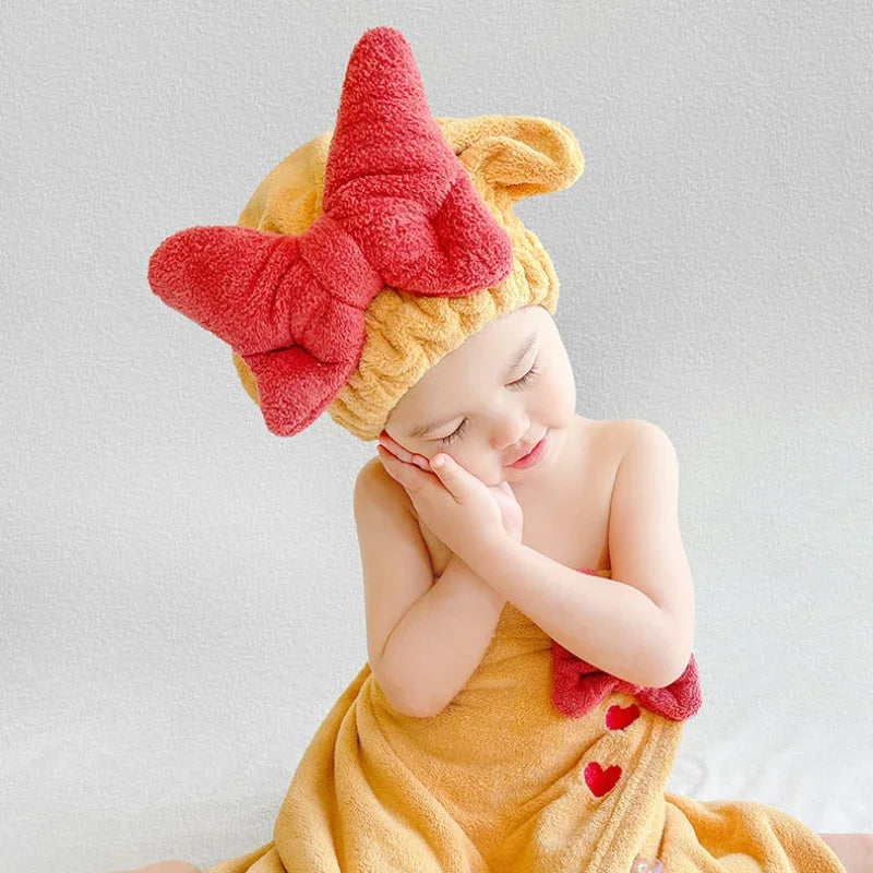 Dry Hair Cap Girl Absorbs Water Wipes Her Hair | Yazijico™