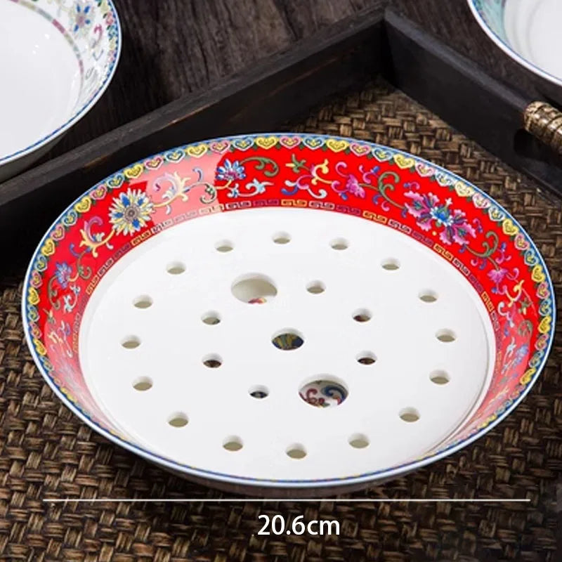 Creative Enamel Colored Ceramic Dinner Plate Set Chinese