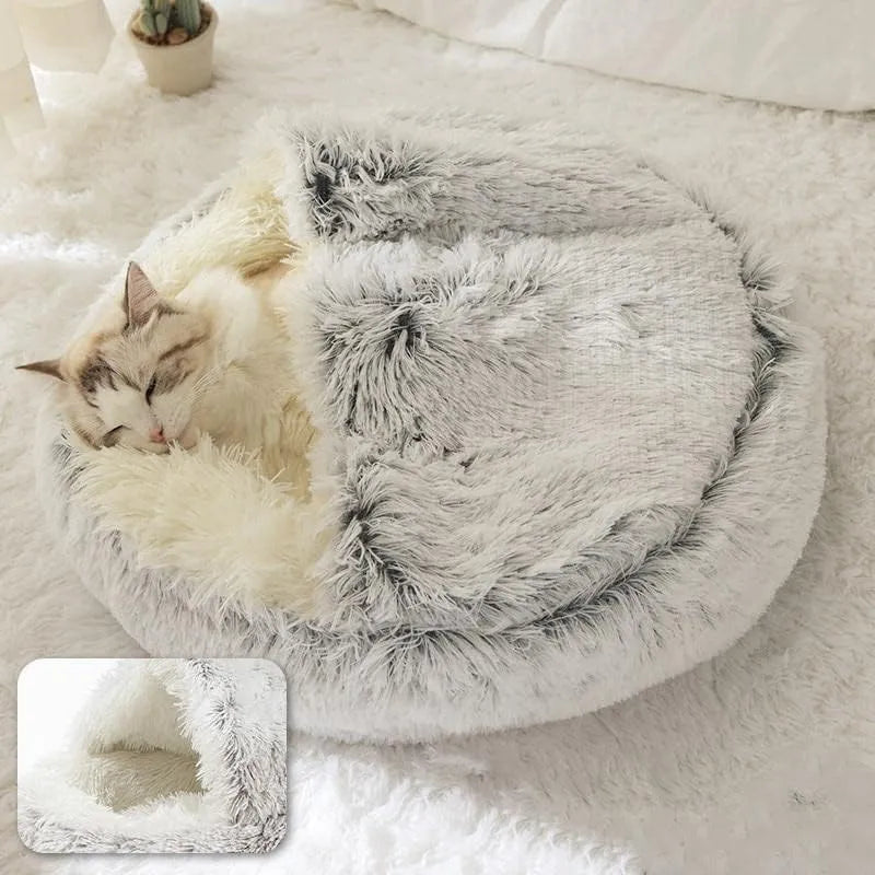 Yazijico™ Soft Plush Pet Bed with Cover Round - Yazijico™