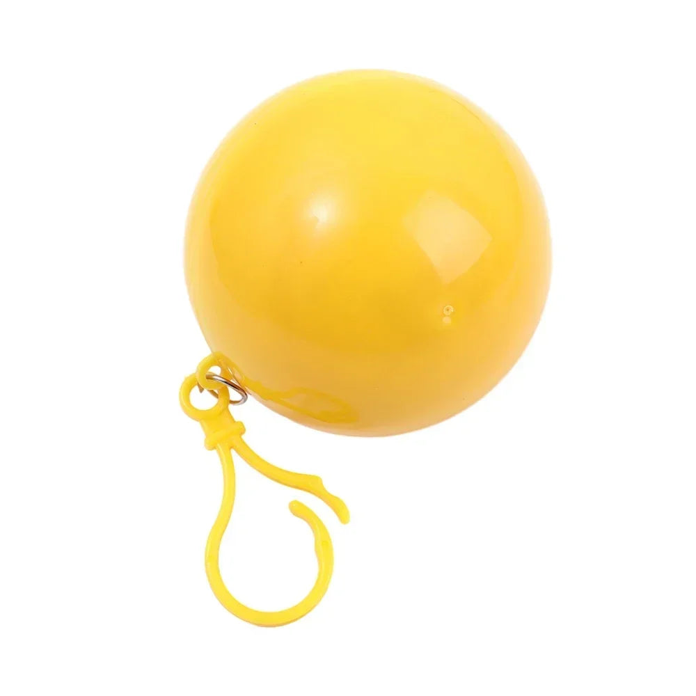 Mini Raincoats Ball for Adults Kids Disposable Rain Ponchos Rainwear Cloak Rain Gear Keyring Ball with Hook