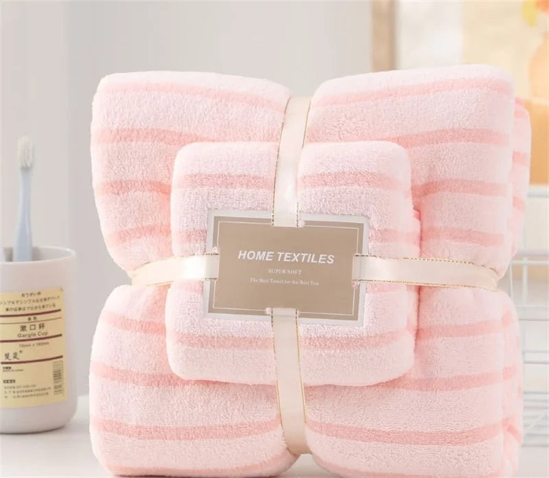 Bath Towel Set Bamboo Charcoal Coral Velvet  | Yazijico™