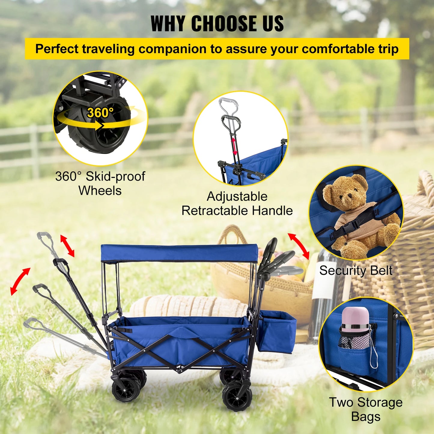 Yazijico™ Folding Wagon Cart Handle Bar - Yazijico™