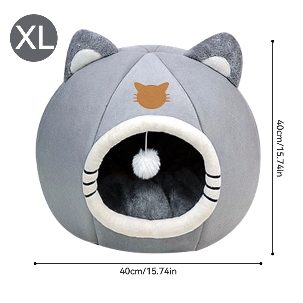 Cute Winter Long Plush Pet Cat Bed Round | Yazijico™