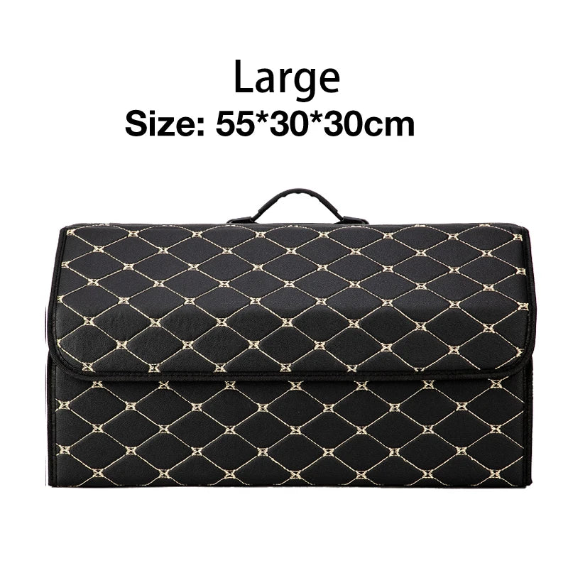 Car Storage Box Large Capacity Auto Trunk Organizer Boxes Leather | Yazijico™