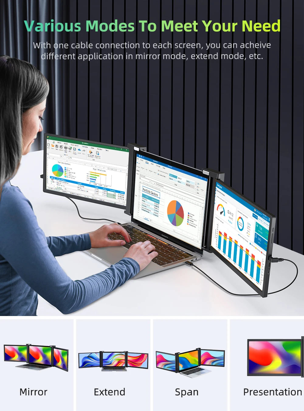 Yazijico™  Portable Monitor for Laptop 14" Detachable - Yazijico™