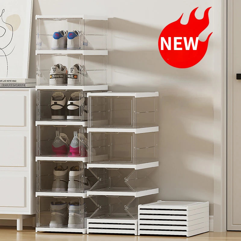 Installation-free Integrated Foldable Shoe Box Transparent | Yazijico™