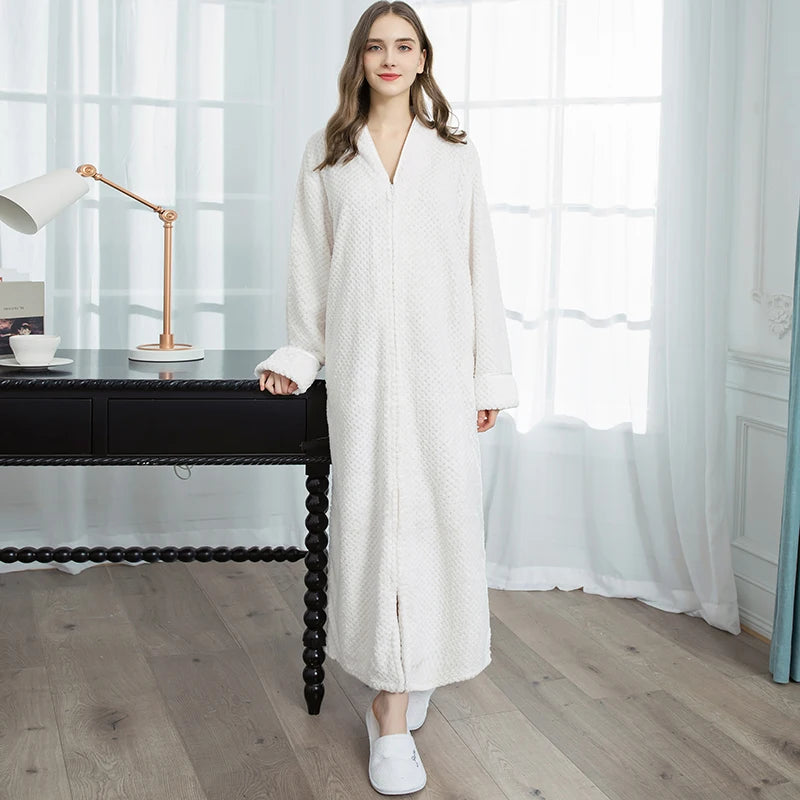 Bathrobe Long Thermal Jacquard Flannel Bathrobe | Yazijico™