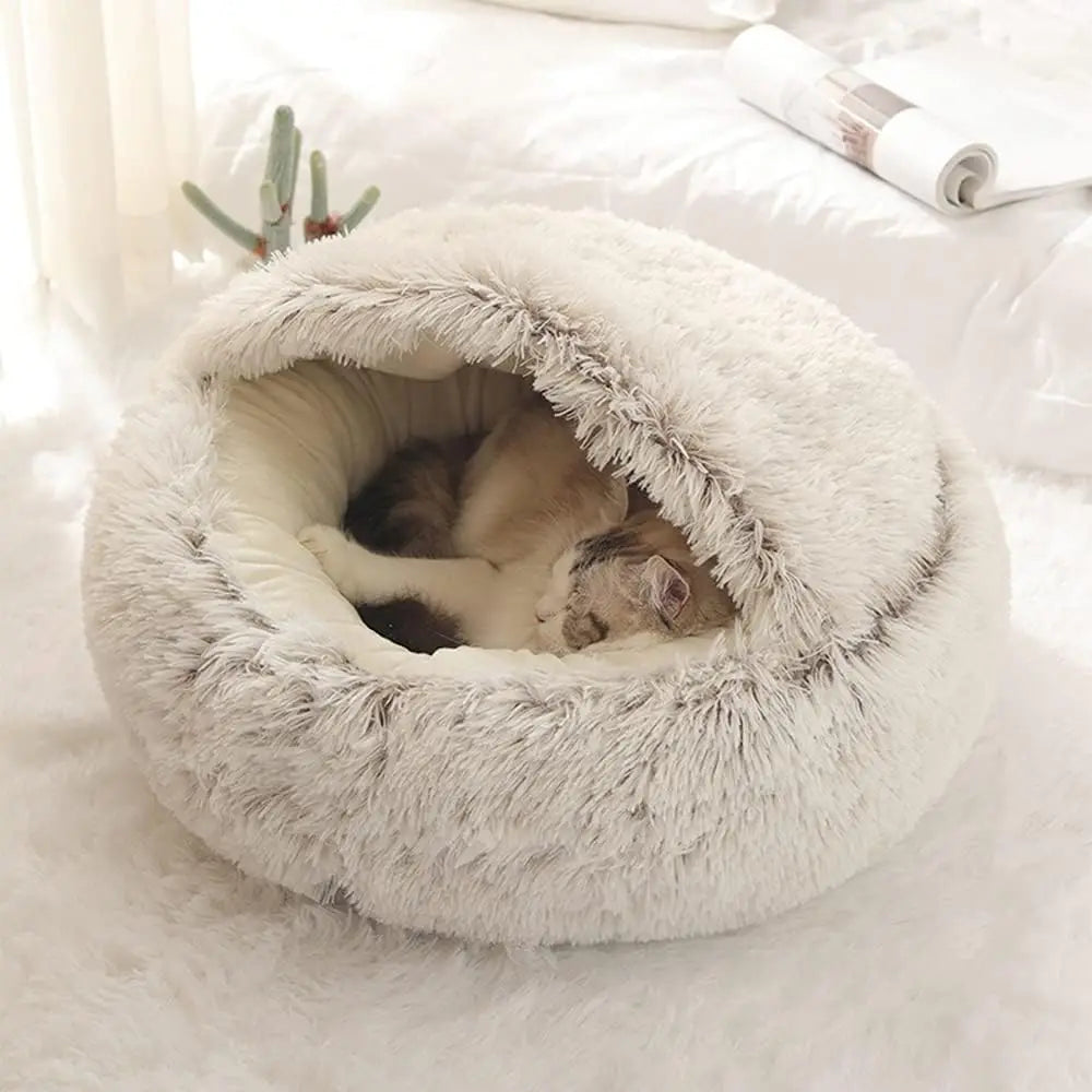 Yazijico™ Soft Plush Pet Bed with Cover Round - Yazijico™