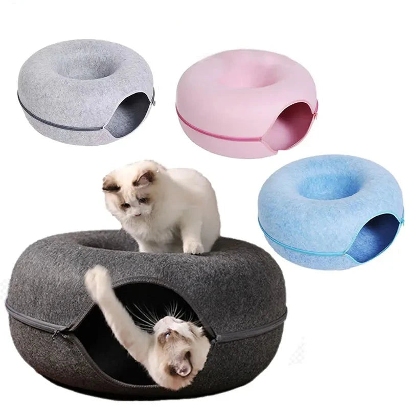 Yazijico™ Cat Bed Donut Shape Pet Interactive House - Yazijico™