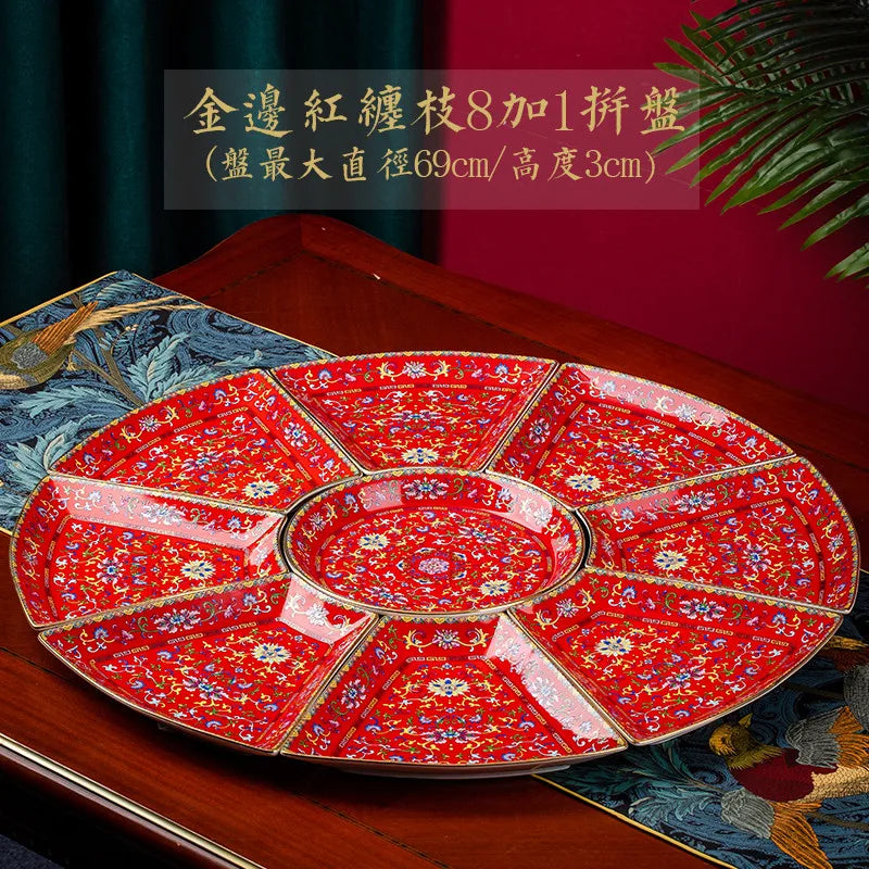 Creative Enamel Colored Ceramic Dinner Plate Set Chinese