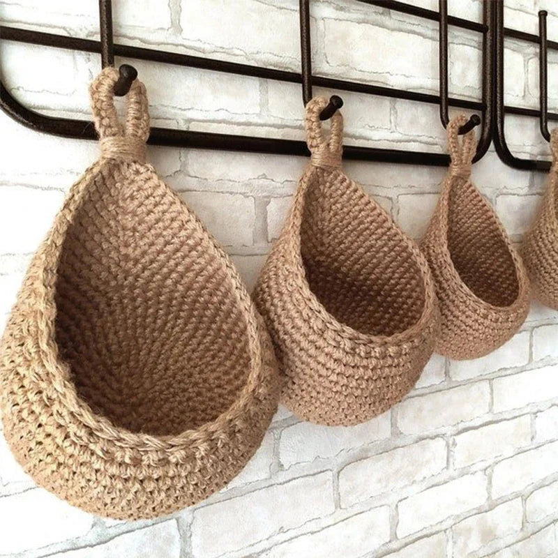 16 Sizes Hanging Hand Woven Basket Kitchen Vegetable | Yazijico™