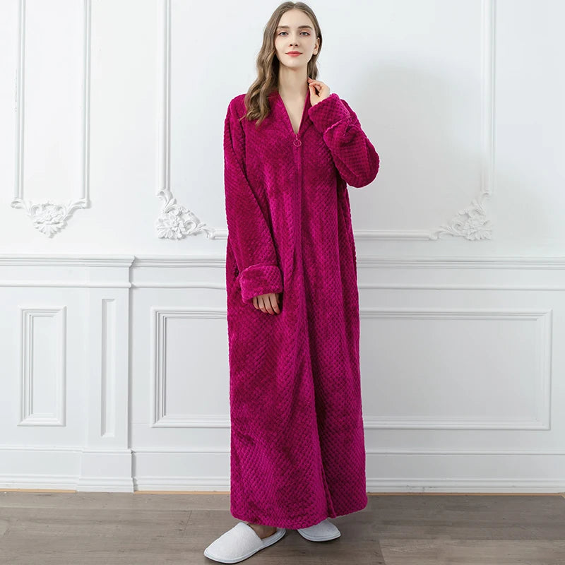 Bathrobe Long Thermal Jacquard Flannel Bathrobe | Yazijico™
