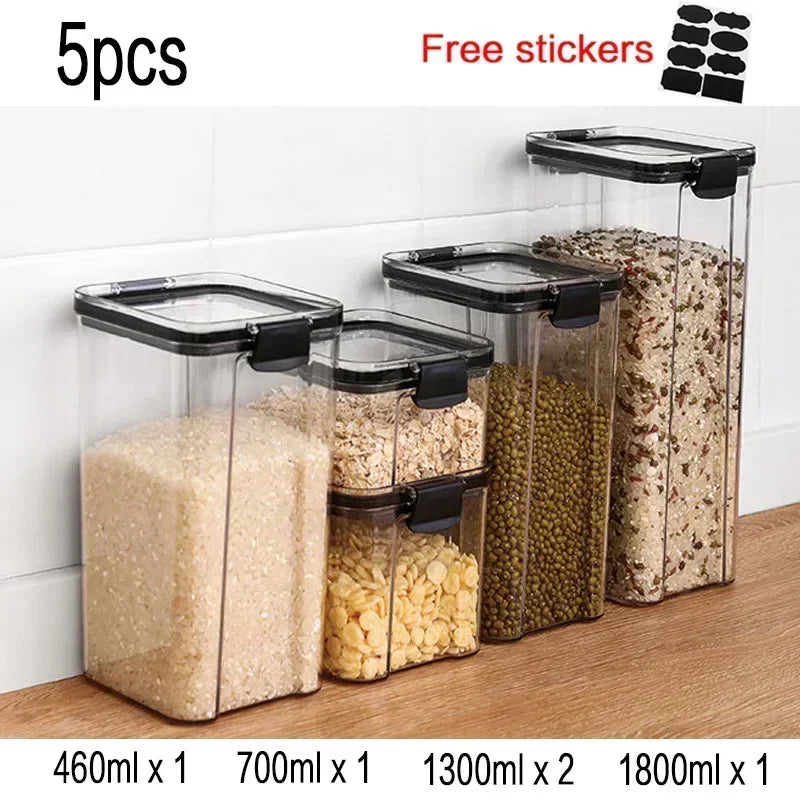 Food Storage Containers Set White Lid Kitchen | Yazijico™