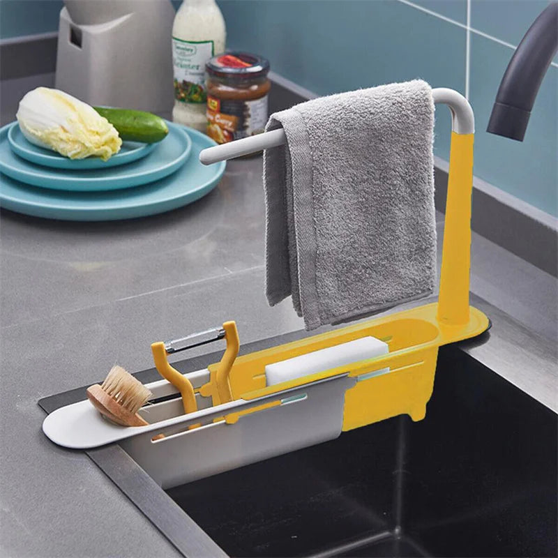 Telescopic Sink Storage Basket Rack | Yazijico™
