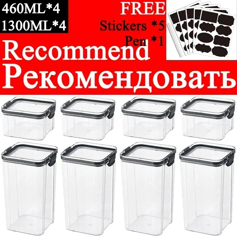 Food Storage Containers Set White Lid Kitchen