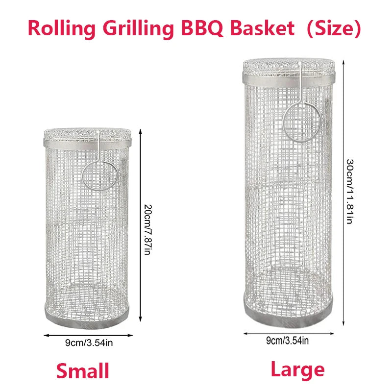 Yazijico™ Rolling Grilling BBQ Basket Stainless Steel Leakproof - Yazijico™