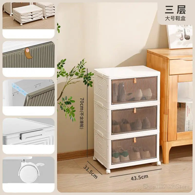 Foldable Shoe Cabinet Retractable Shoes Storage Box | Yazijico™