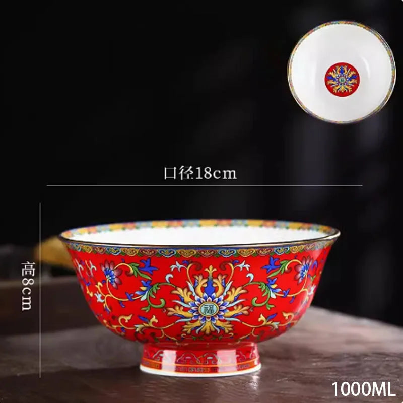 Creative Enamel Colored Ceramic Dinner Plate Set Chinese