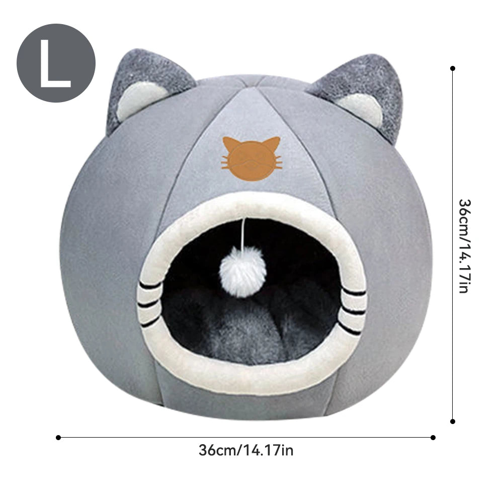 Cute Winter Long Plush Pet Cat Bed Round | Yazijico™
