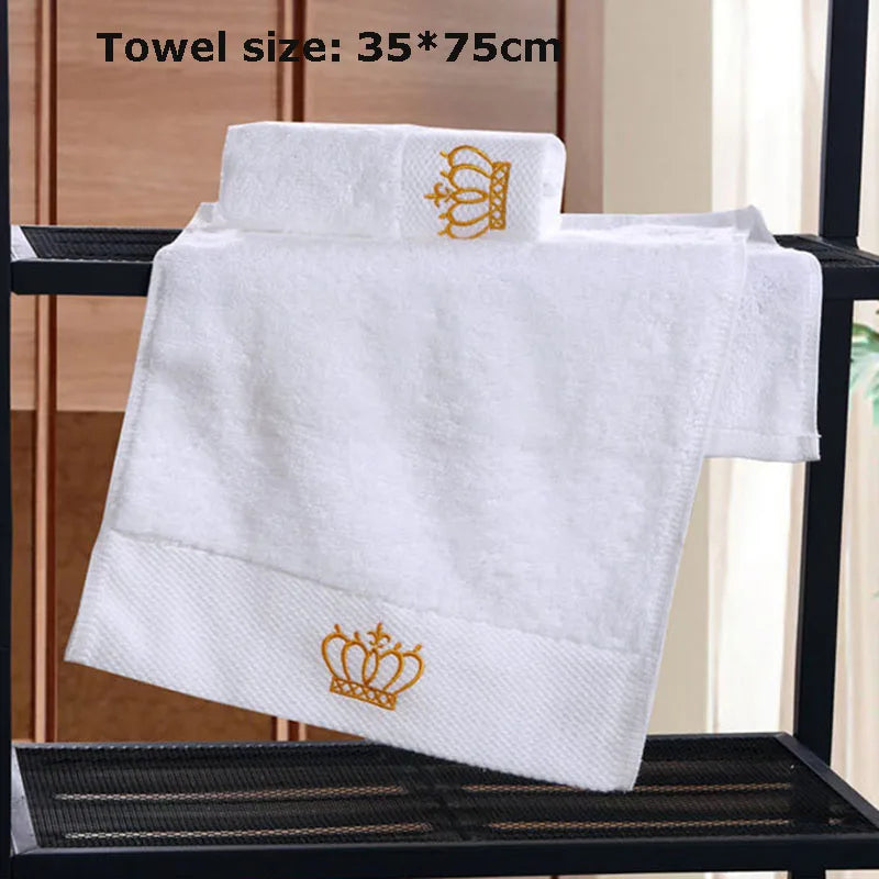 Bath Towel Embroidered Crown White Hotel Towels | Yazijico™