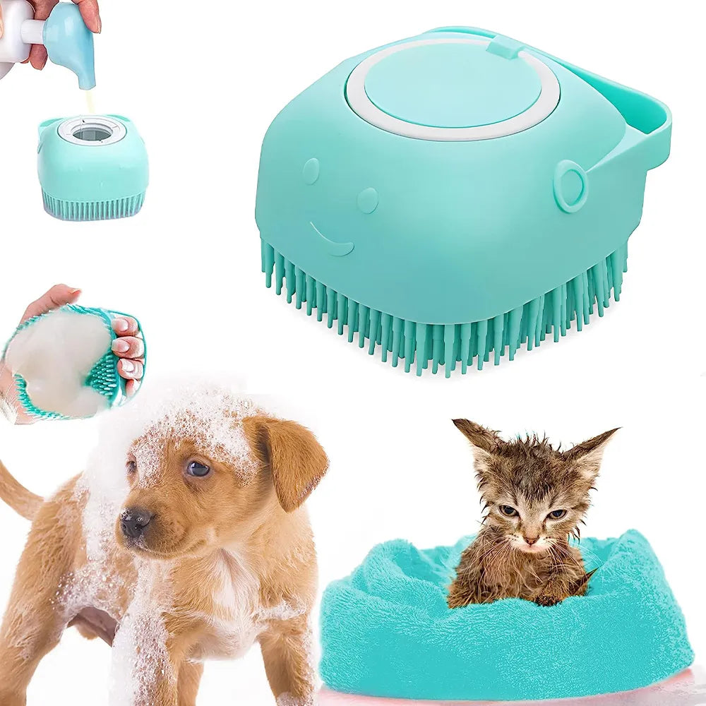 Silicone Dog Cat Shower Brush Pet Shampoo Dispenser| Yazijico™