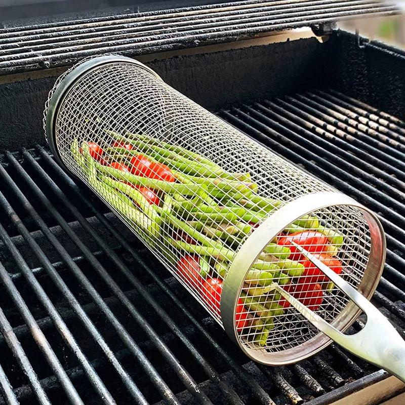 Yazijico™ Rolling Grilling BBQ Basket Stainless Steel Leakproof - Yazijico™