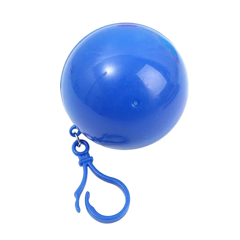 Mini Raincoats Ball for Adults Kids Disposable Rain Ponchos Rainwear Cloak Rain Gear Keyring Ball with Hook