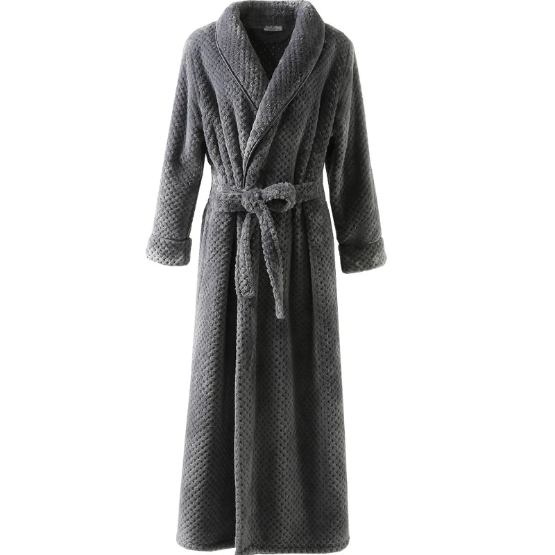 Bathrobe Long Thermal Jacquard Flannel Bathrobe | Yazijico™