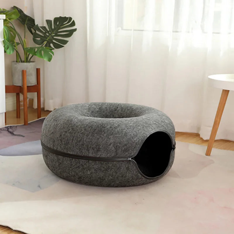 Cat Bed Donut Shape Pet Interactive House | Yazijico™