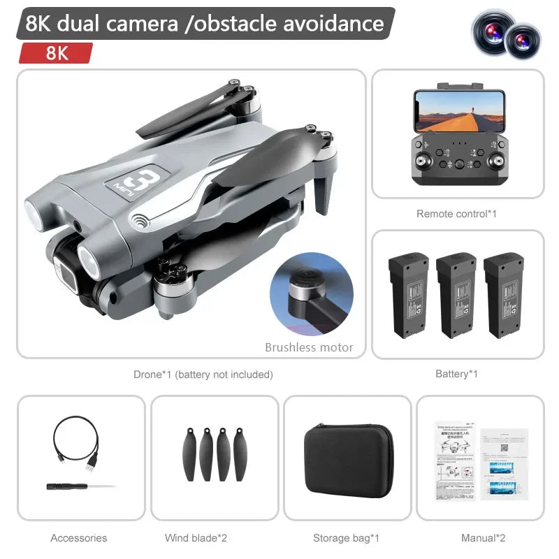 Drone Dual Camera 8K Professional Brushless Motor