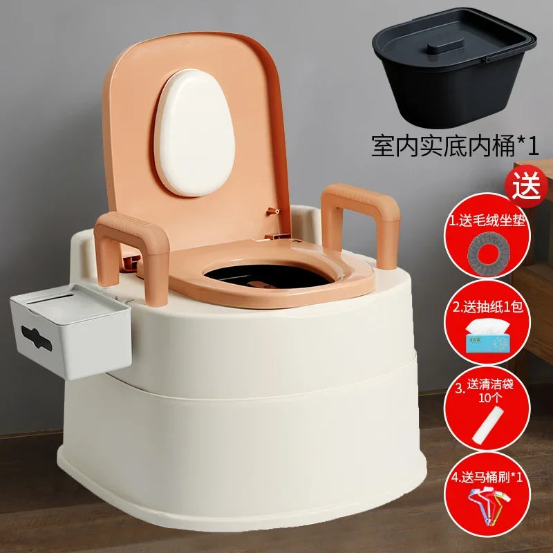 Portable Home Toilet for Elderly - Sealed Deodorized Pregnant Woman Urine Bucket with Armrest Sofa Chair