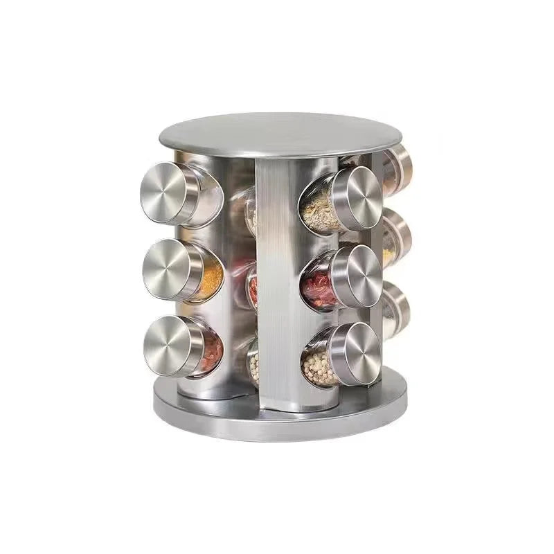 Stainless Steel Glass rotating seasoning set | Yazijico™