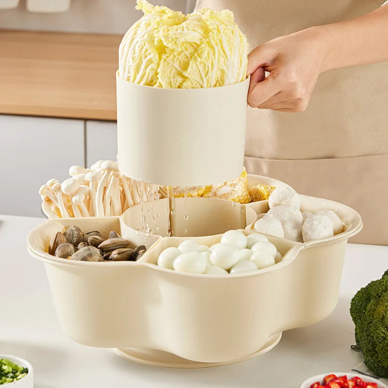 Rotating Kitchen Vegetable Storage Drainer Basket